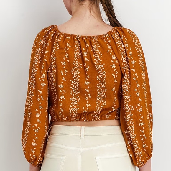 BCBG Paris Floral Stripe 3/4 Sleeve Woven Top Size M - Picture 4 of 14